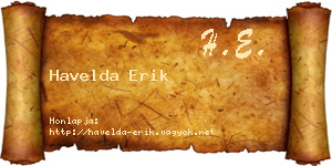 Havelda Erik névjegykártya